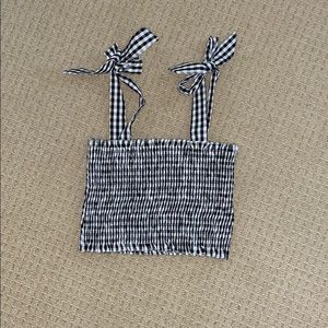 Tube top with tie shoulders